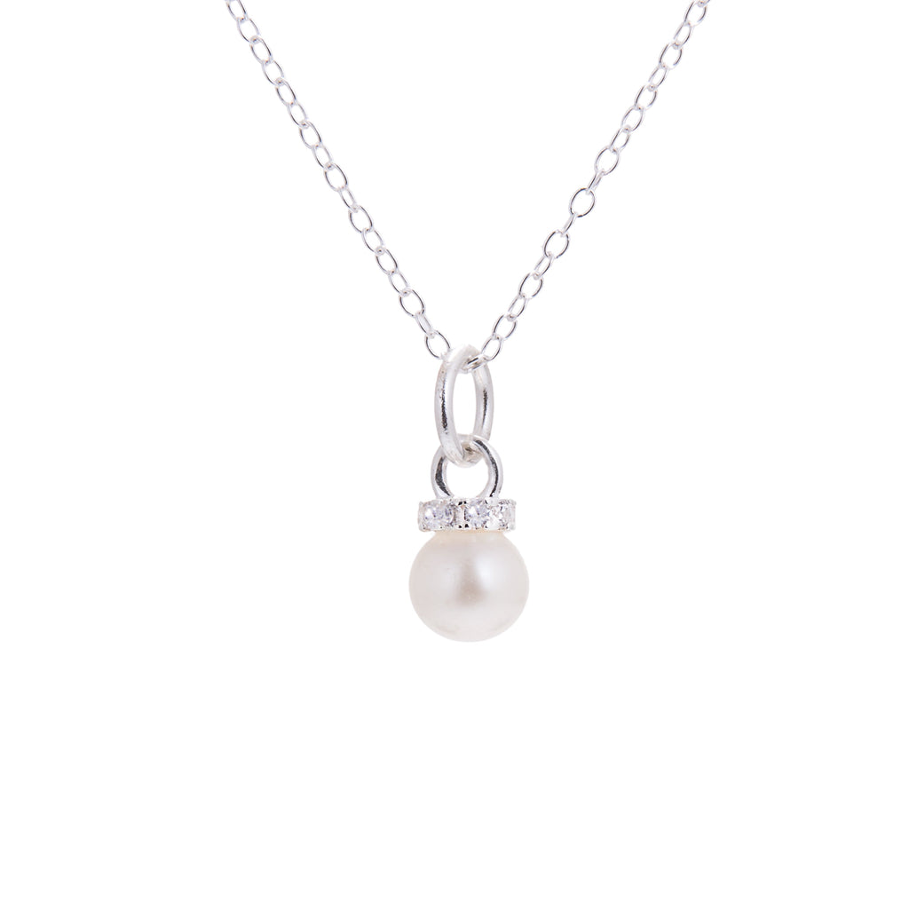 Halskette aus Sterlingsilber mit Zirkonia und Perlen – 14–32 Zoll