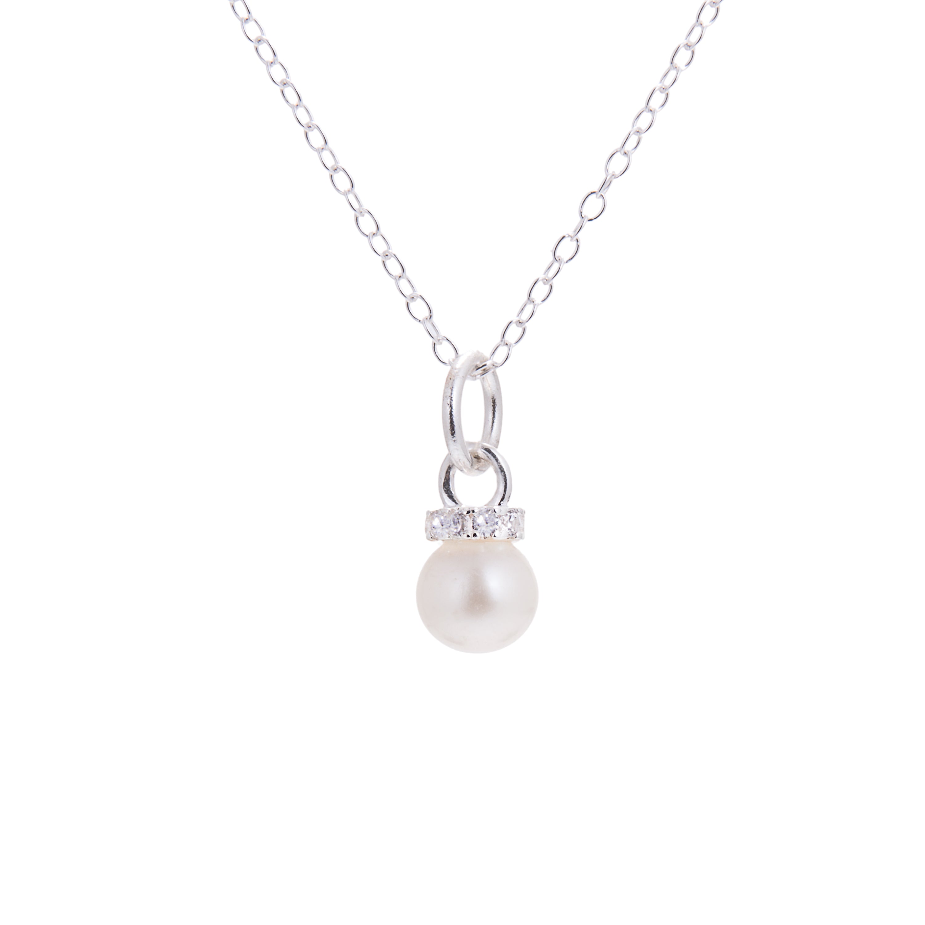 Halskette aus Sterlingsilber mit Zirkonia und Perlen – 14–32 Zoll