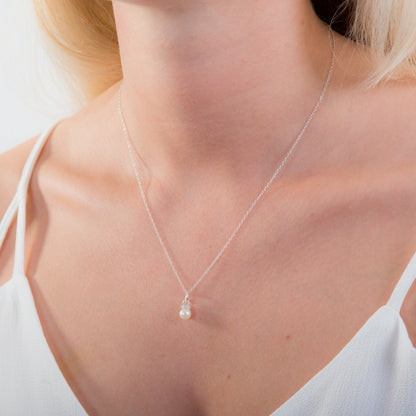 Halskette aus Sterlingsilber mit Zirkonia und Perlen – 14–32 Zoll