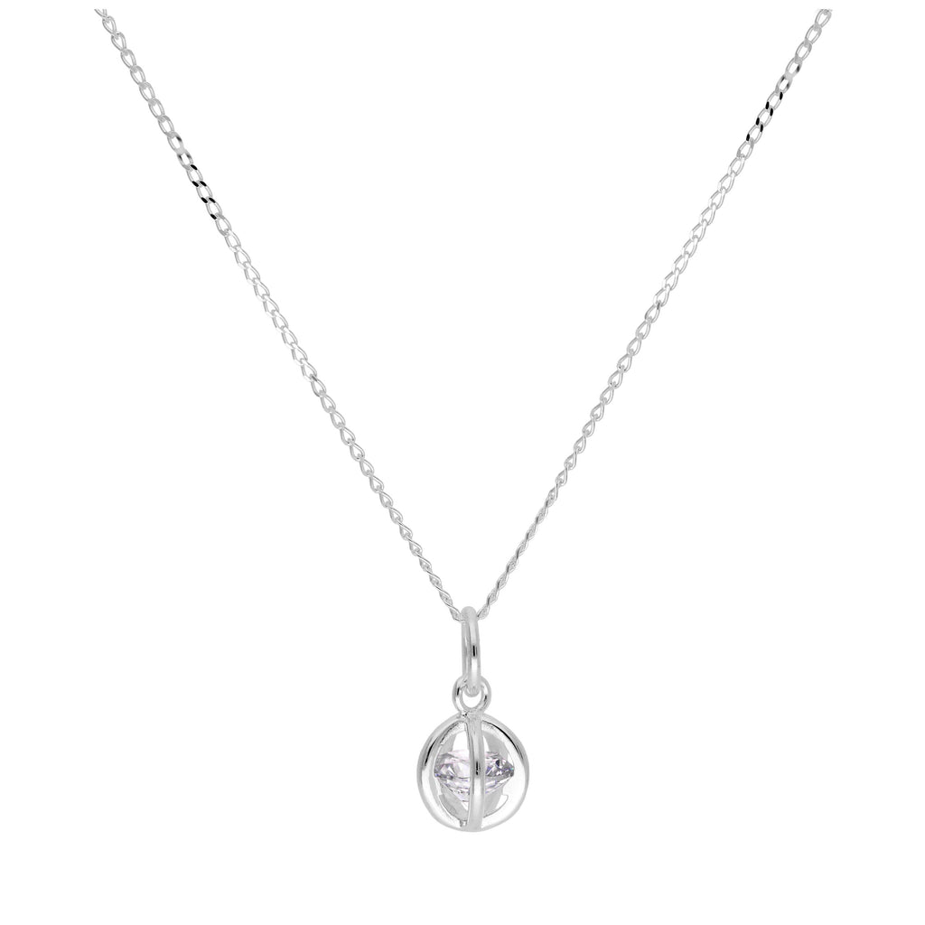 Halskette aus Sterlingsilber mit offenen Kugeln und Zirkonia 14–22