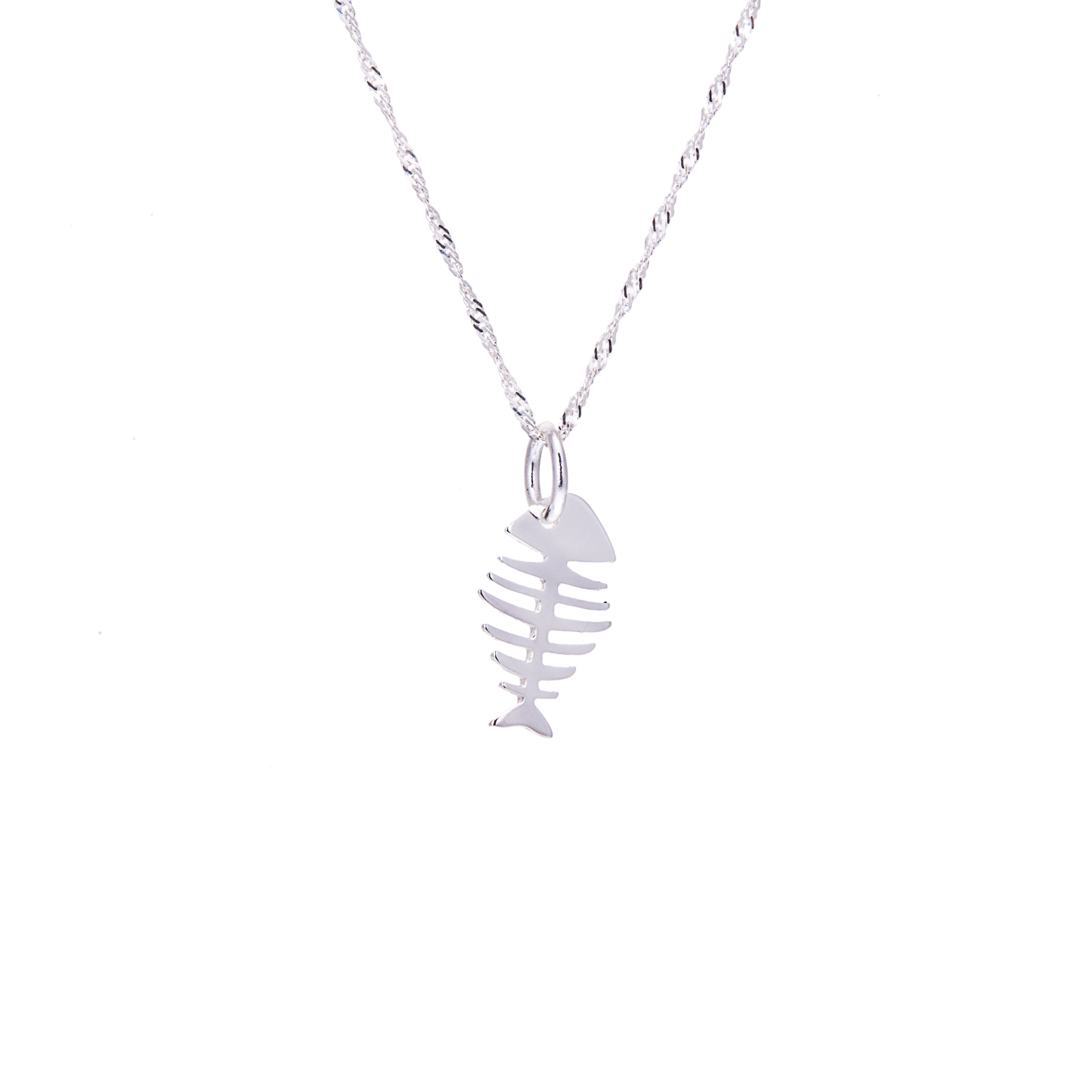 Halskette aus Sterlingsilber mit Fischgrätenmuster 16–24 Zoll