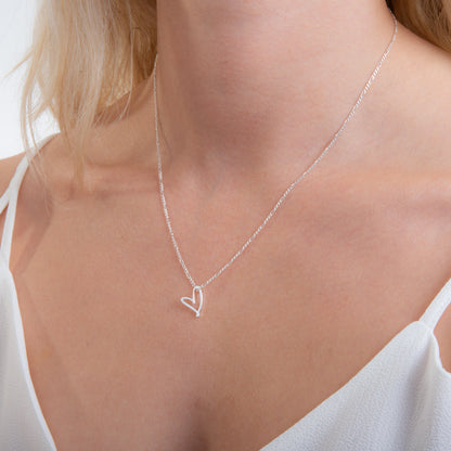 Halskette aus Sterlingsilber mit stilisiertem offenem Herz 14–32 Zoll