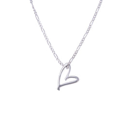 Halskette aus Sterlingsilber mit stilisiertem offenem Herz 14–32 Zoll
