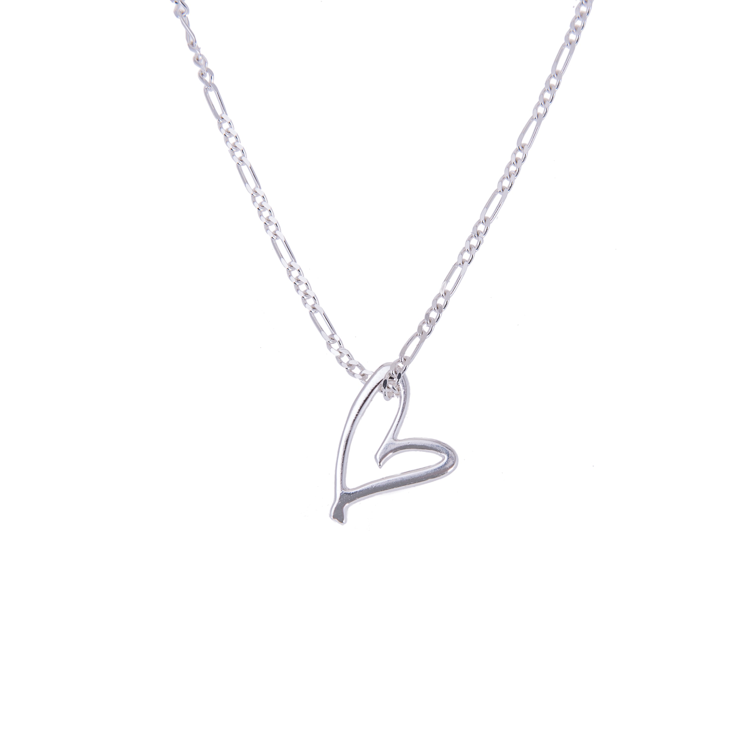 Halskette aus Sterlingsilber mit stilisiertem offenem Herz 14–32 Zoll