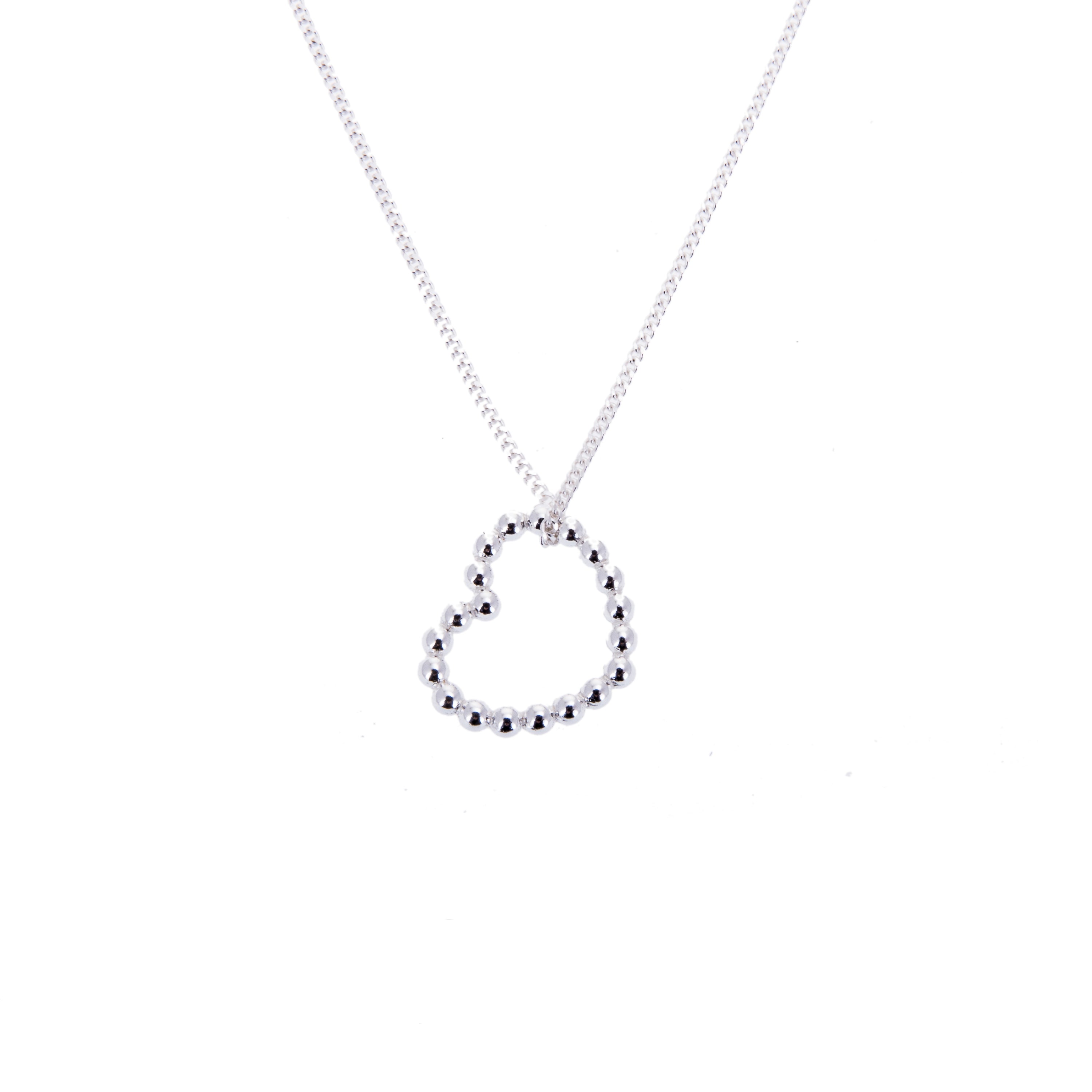 Halskette mit offenem Herz aus Sterlingsilber und Perlen 14–32 Zoll