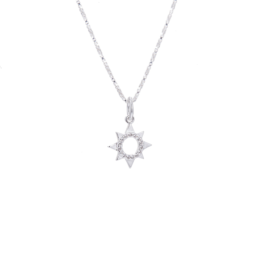 Halskette aus Sterlingsilber mit offener Sonne, 14–32 Zoll
