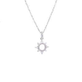 Halskette aus Sterlingsilber mit offener Sonne, 14–32 Zoll