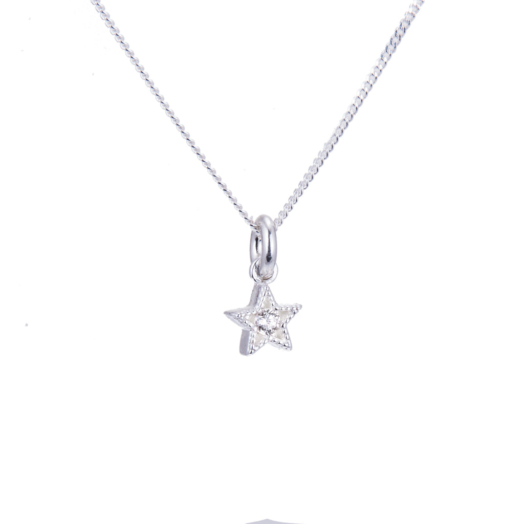 Kleine Halskette aus Sterlingsilber mit Stern aus Zirkonia, 14–32 Zoll