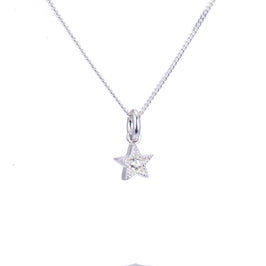 Kleine Halskette aus Sterlingsilber mit Stern aus Zirkonia, 14–32 Zoll
