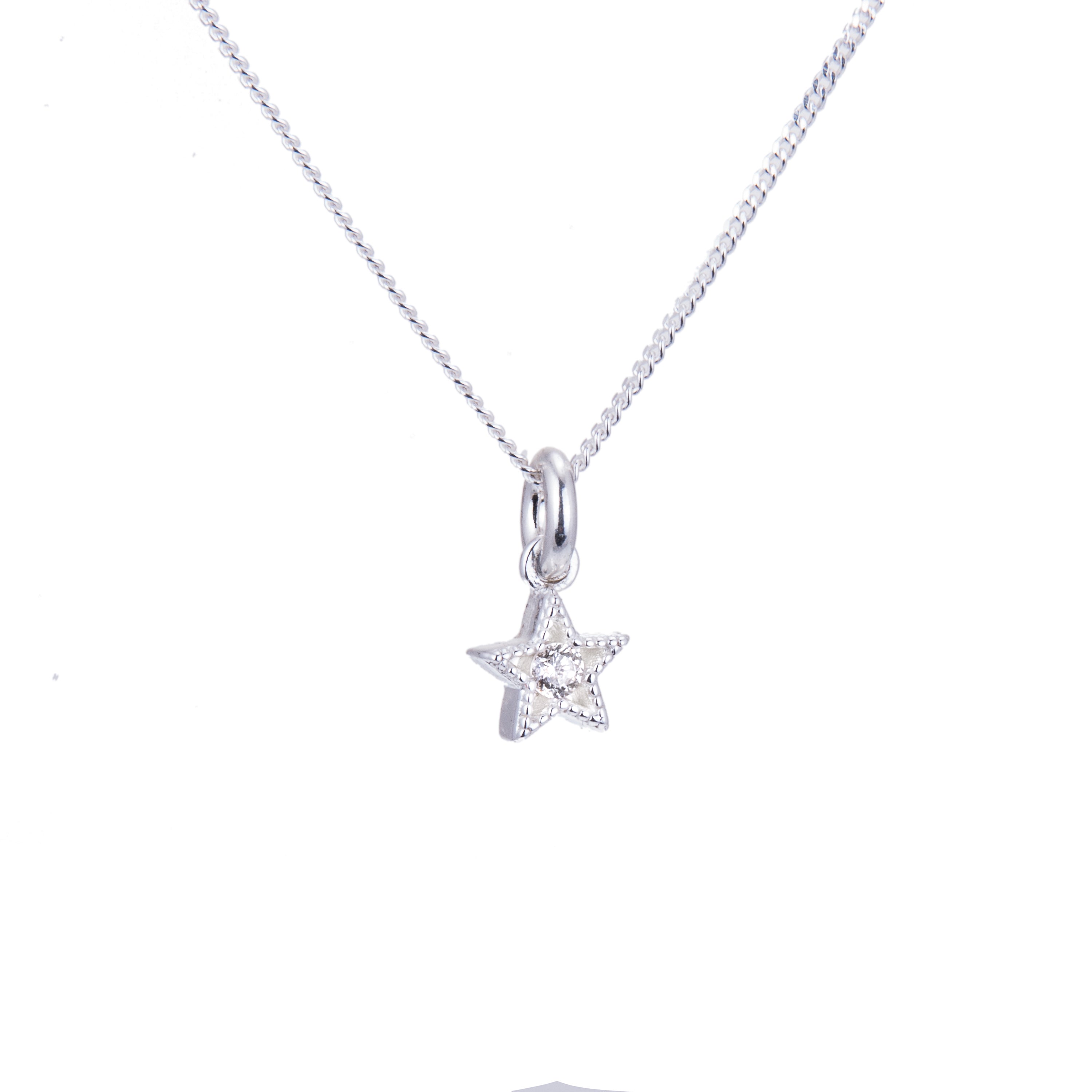 Kleine Halskette aus Sterlingsilber mit Stern aus Zirkonia, 14–32 Zoll
