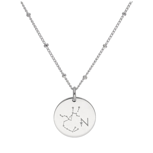 Bespoke Sterling Silver Sagittarius Constellation & Initial Necklace 12-24 Inch