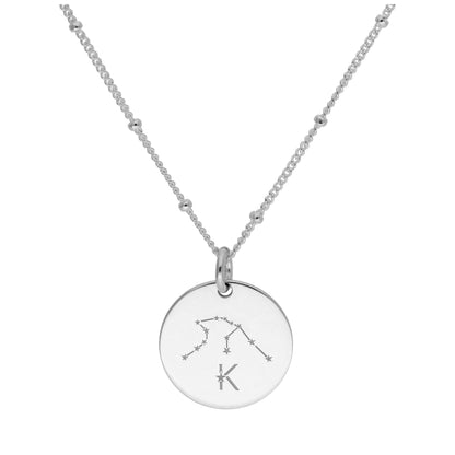 Bespoke Sterling Silver Aquarius Constellation & Initial Necklace 12-24 Inch