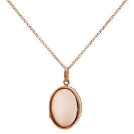 Roségold-beschichtete Halskette aus Sterlingsilber mit ovalem Medaillon 16-32„