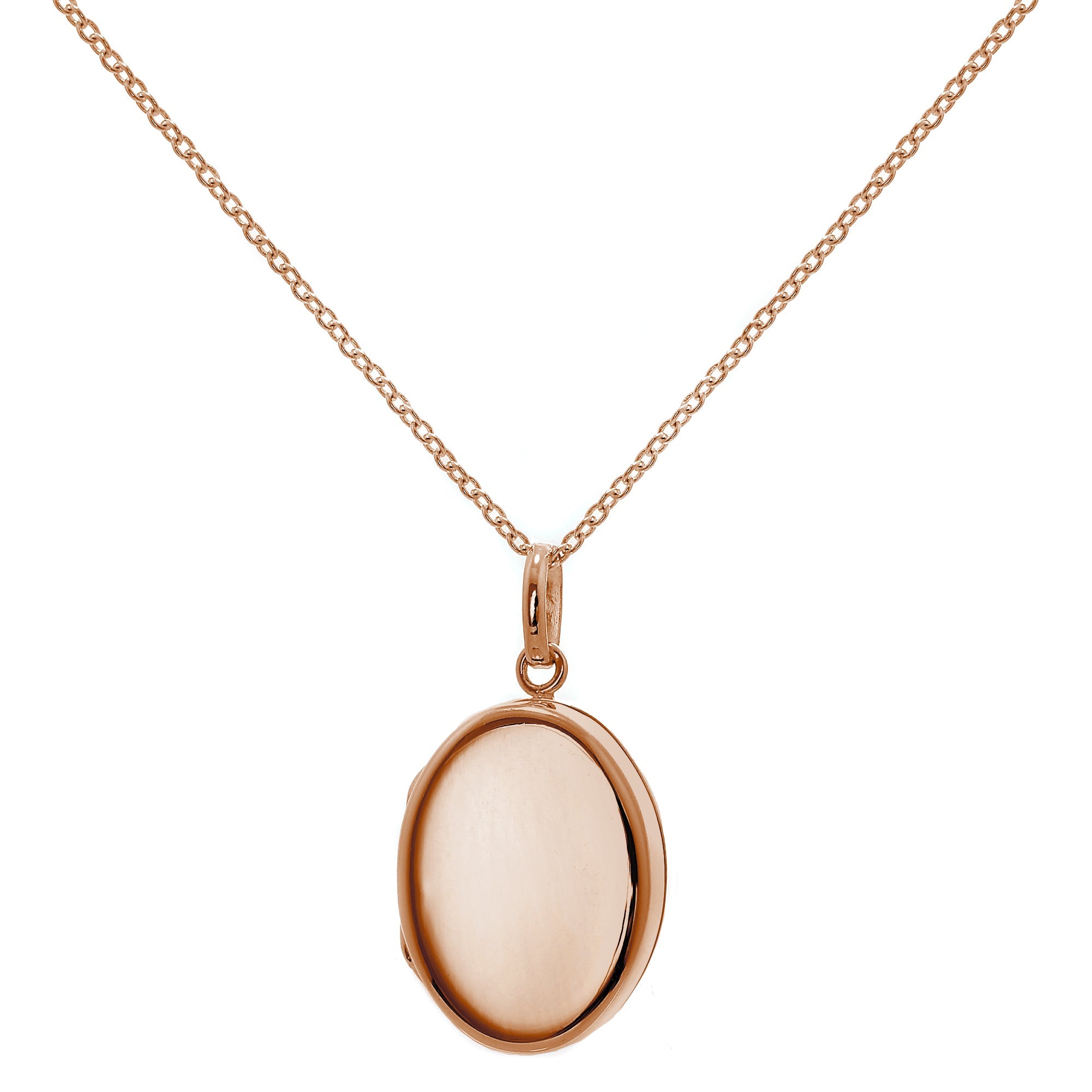 Roségold-beschichtete Halskette aus Sterlingsilber mit ovalem Medaillon 16-32„