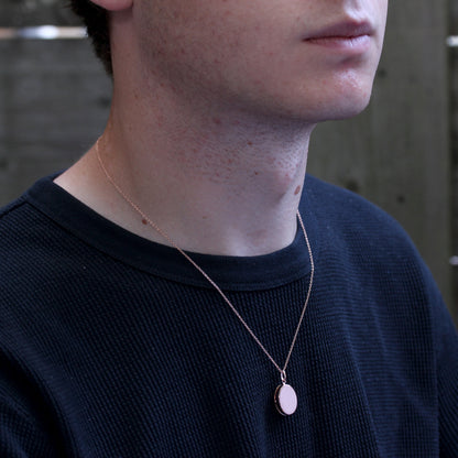 Roségold-beschichtete Halskette aus Sterlingsilber mit ovalem Medaillon 16-32„