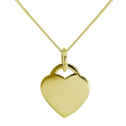 Vergoldete große Halskette aus Sterlingsilber mit gravierbarem Herz