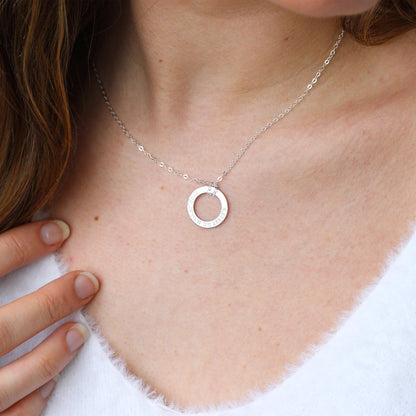 Personalised Sterling Silver Coordinate Circle Necklace