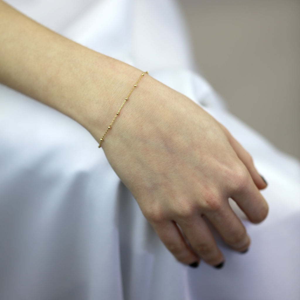 9 Karat Gold Pompon Kugel Kette Armband 18 cm
