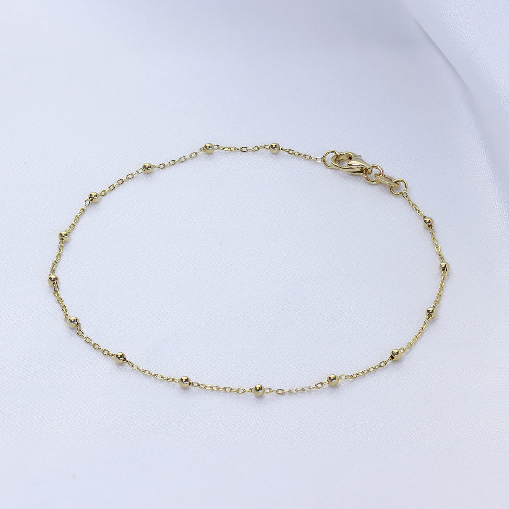 9 Karat Gold Pompon Kugel Kette Armband 18 cm