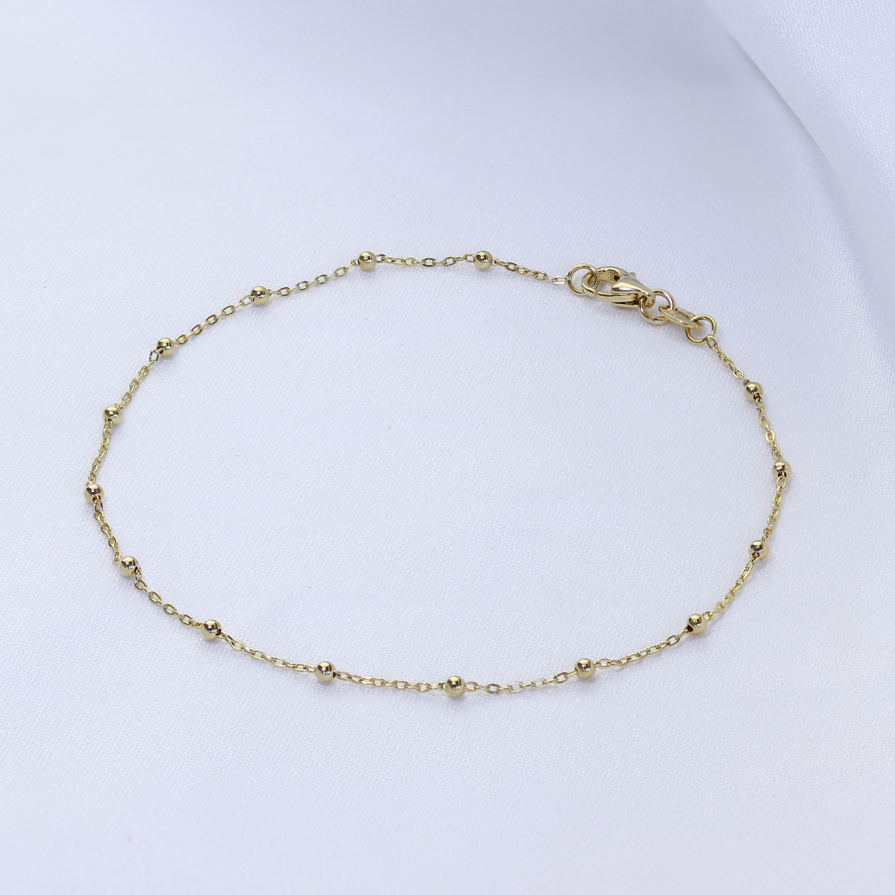 9 Karat Gold Pompon Kugel Kette Armband 18 cm
