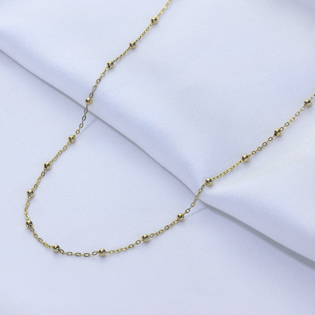 9 Karat Gold Pompon Kugel Kette Halskette 45,5 cm