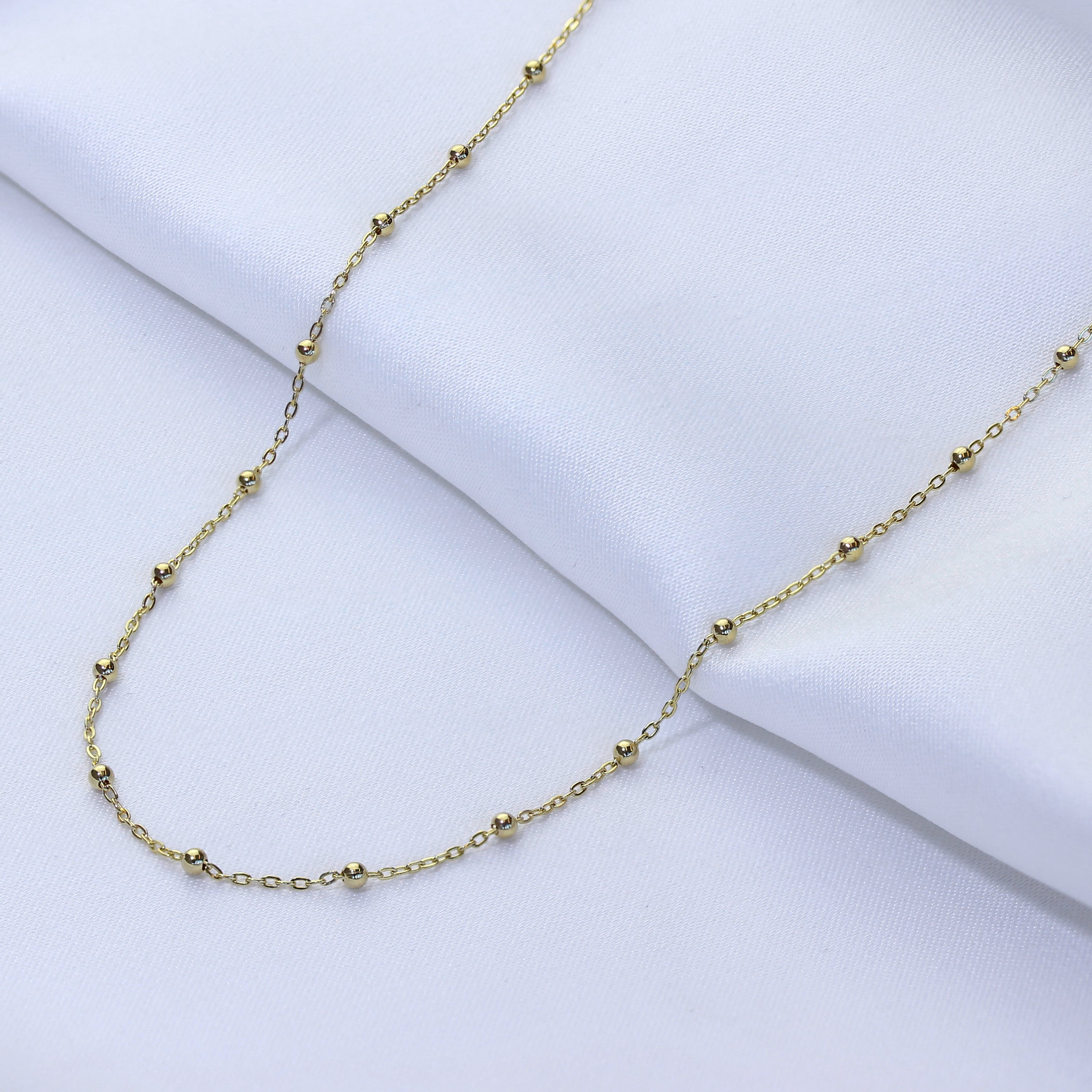 9 Karat Gold Pompon Kugel Kette Halskette 45,5 cm