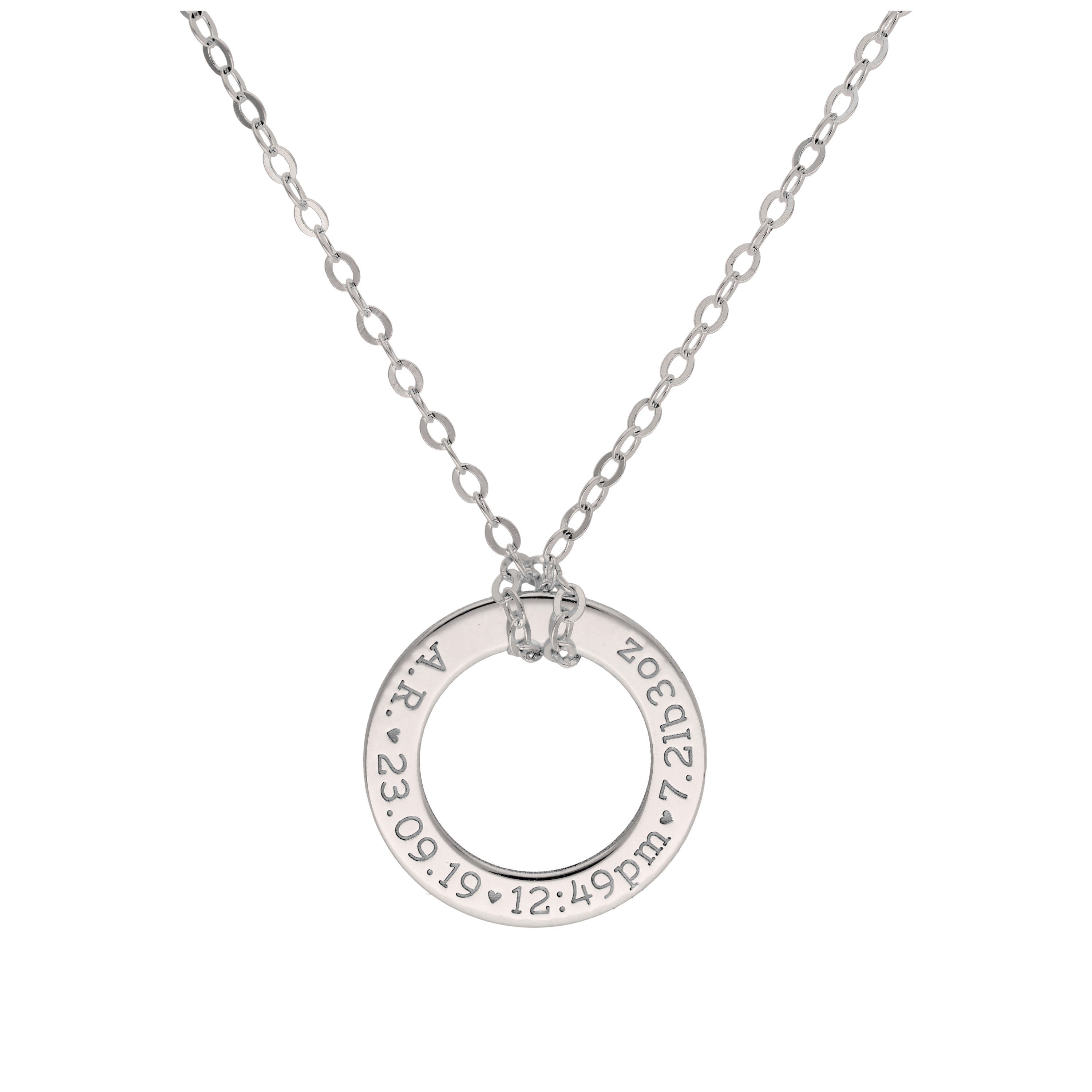 Maßgefertigte Sterlingsilber-Halskette mit Kreis für Neugeborene, 16-28 Zoll
