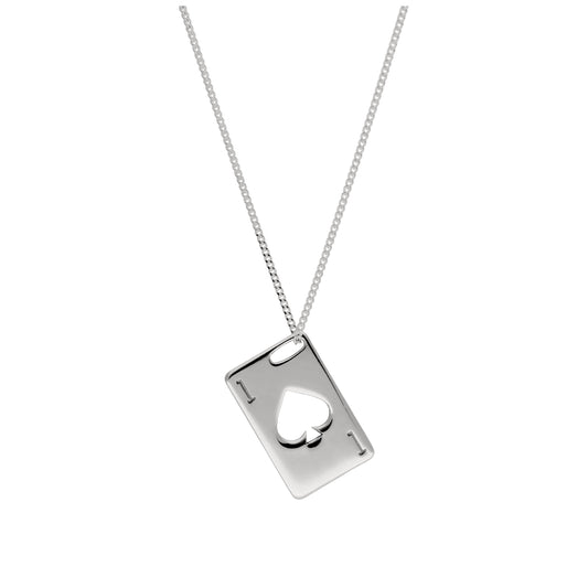 Bespoke Sterling Silver Spades Playing Card Necklace 14-32 Inches