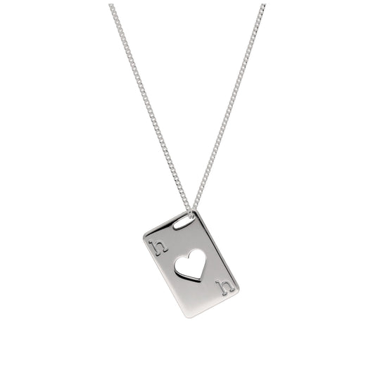 Bespoke Sterling Silver Hearts Playing Card Necklace 14-32 Inches
