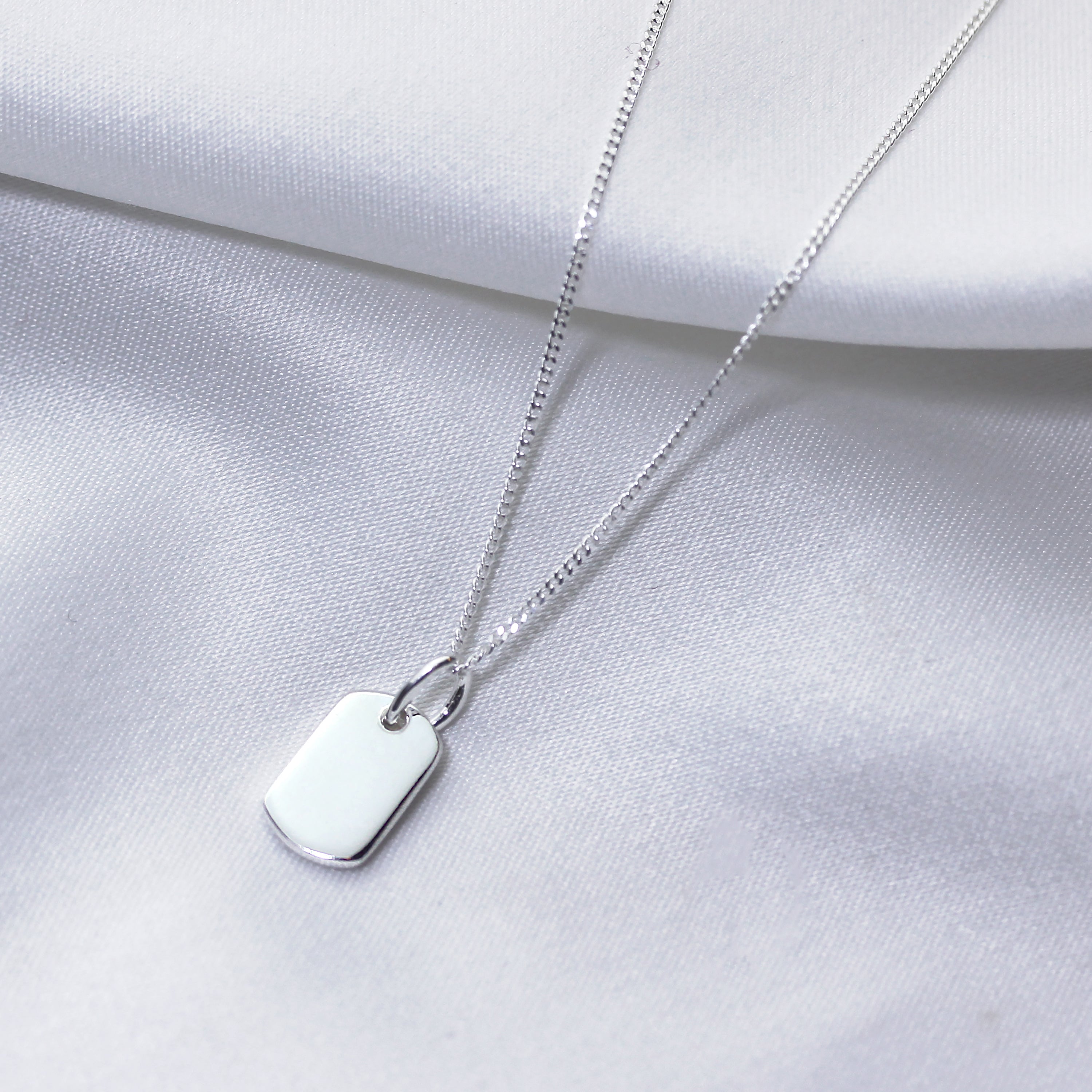 Sterlingsilber-Halskette mit gravierbarem Mini-Anhänger, 14-32 Zoll