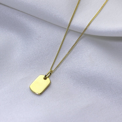 Gold Plated Sterling Silver Mini Engravable Tag Necklace