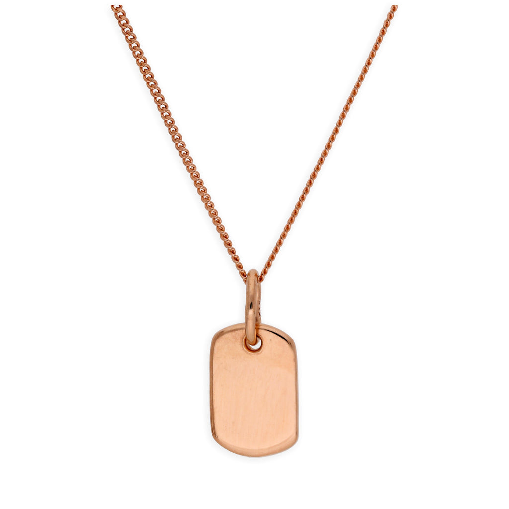 Roségold-vergoldete Mini-Anhänger-Halskette aus Sterlingsilber zum Gravieren