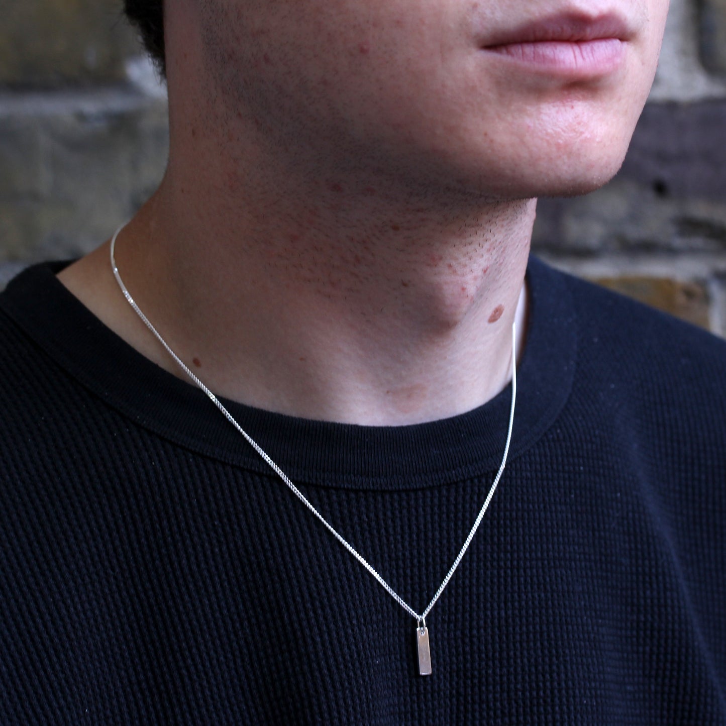 Mini-Anhänger-Halskette aus Sterlingsilber zum Gravieren, 16-28 Zoll