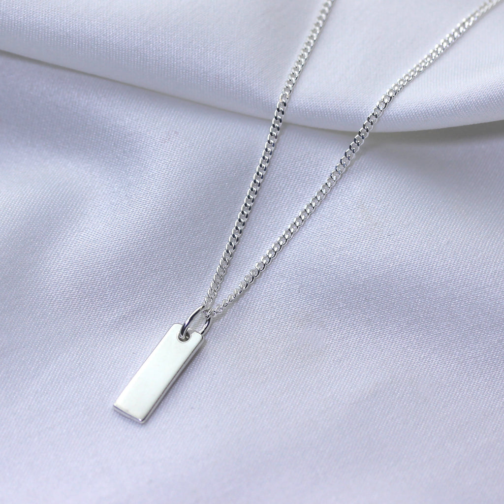 Mini-Anhänger-Halskette aus Sterlingsilber zum Gravieren, 16-28 Zoll