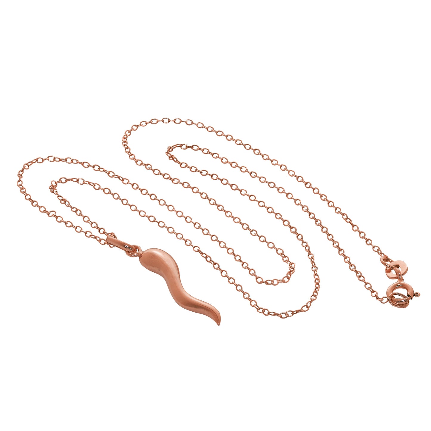 Rosévergoldet Sterlingsilber Glückshörnchen „Cornicello“ Halskette 35,5 - 56cm