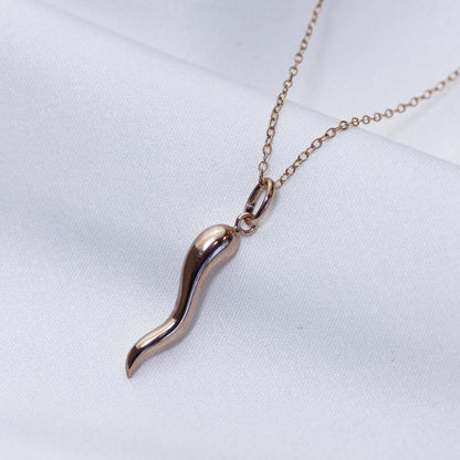 Roségold-vergoldete Cornicello-Halskette aus Sterlingsilber 14-22 Zoll