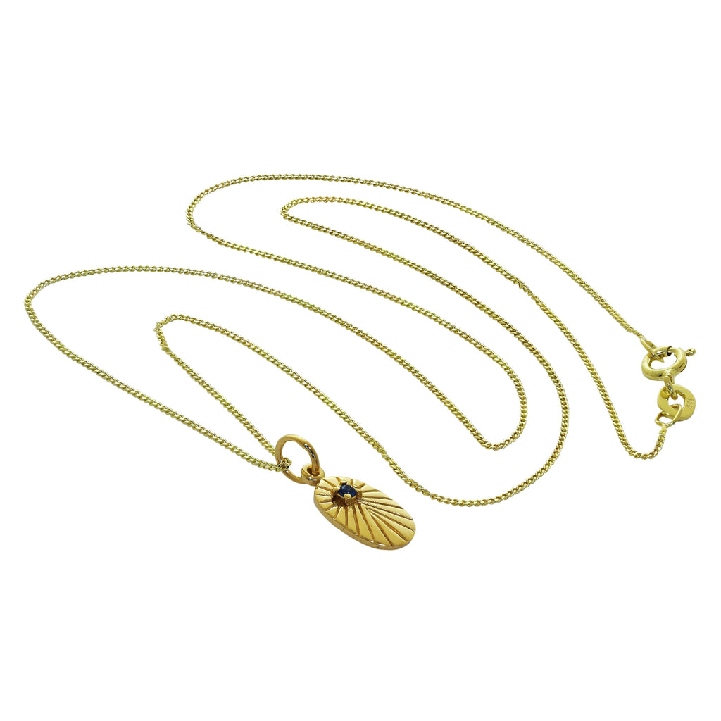 Gold-vergoldete Halskette mit ovalem Sternmedaillon aus Sterlingsilber 35-81 cm
