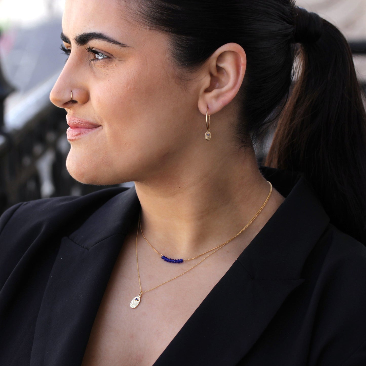 Gold-vergoldete Halskette mit ovalem Sternmedaillon aus Sterlingsilber 14-32 Zoll