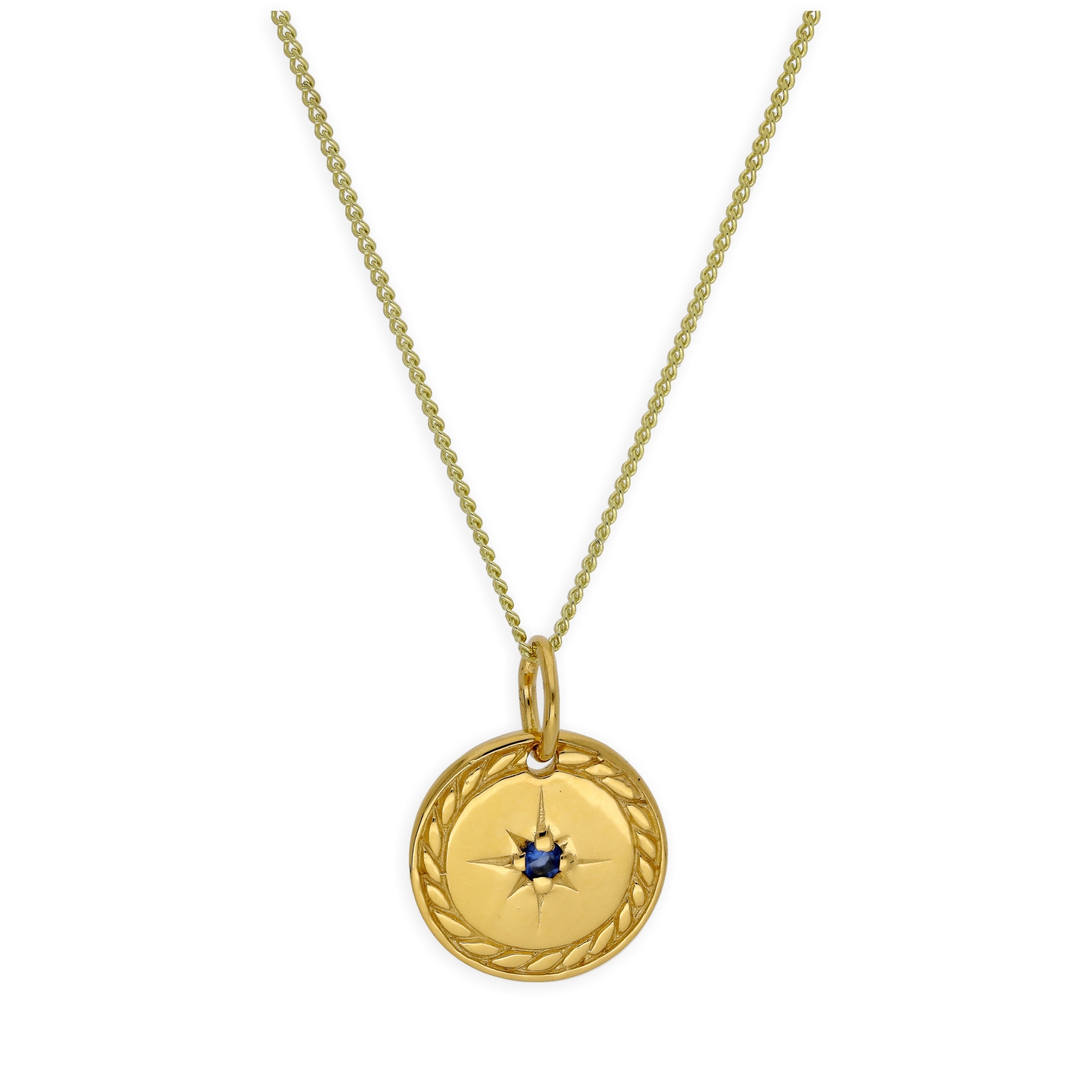 Gold-vergoldete Halskette mit Sternmedaillon aus Sterlingsilber 14-32 Zoll