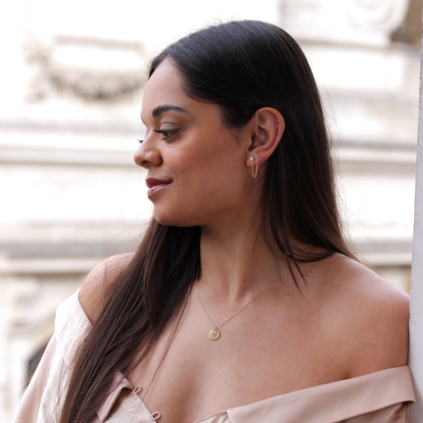 Gold-vergoldete Halskette mit Sternmedaillon aus Sterlingsilber 14-32 Zoll