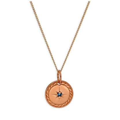 Rosévergoldet Sterlingsilber Stern Scheibe Medallion Halskette35,5 - 81cm