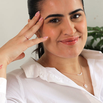 Roségold-veredelte Halskette mit Stern-Medaillon aus Sterlingsilber 14-32„