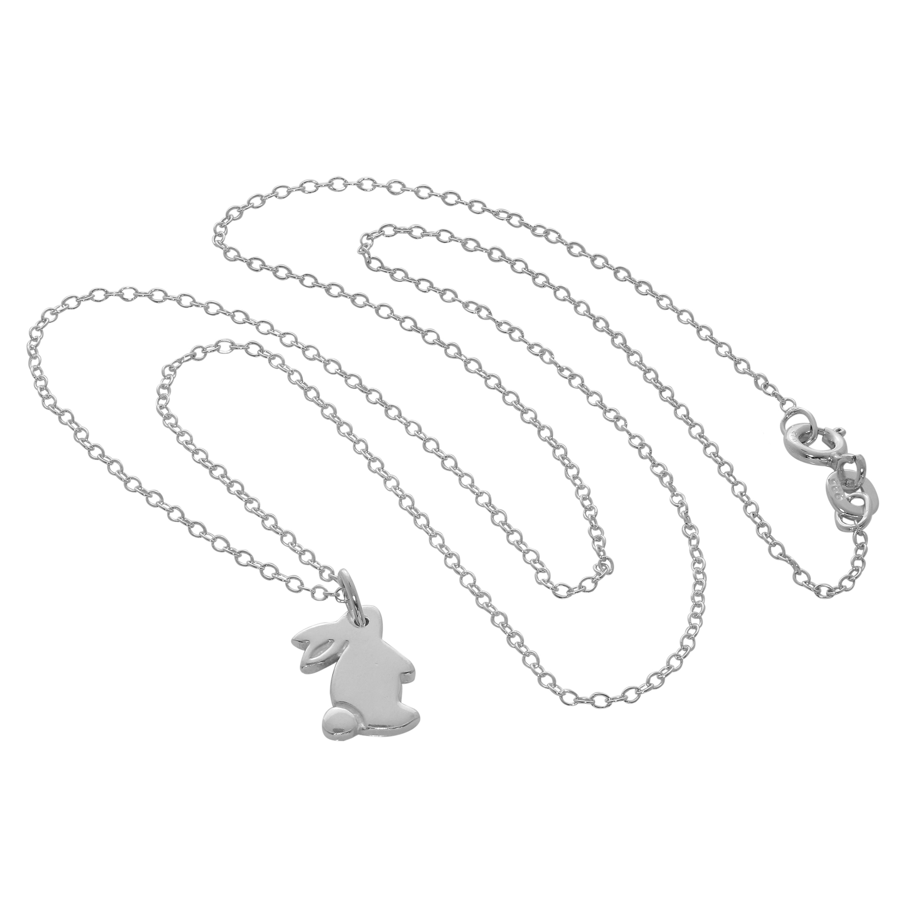 Halskette aus Sterlingsilber mit flachem Kaninchen, 14-22 Zoll