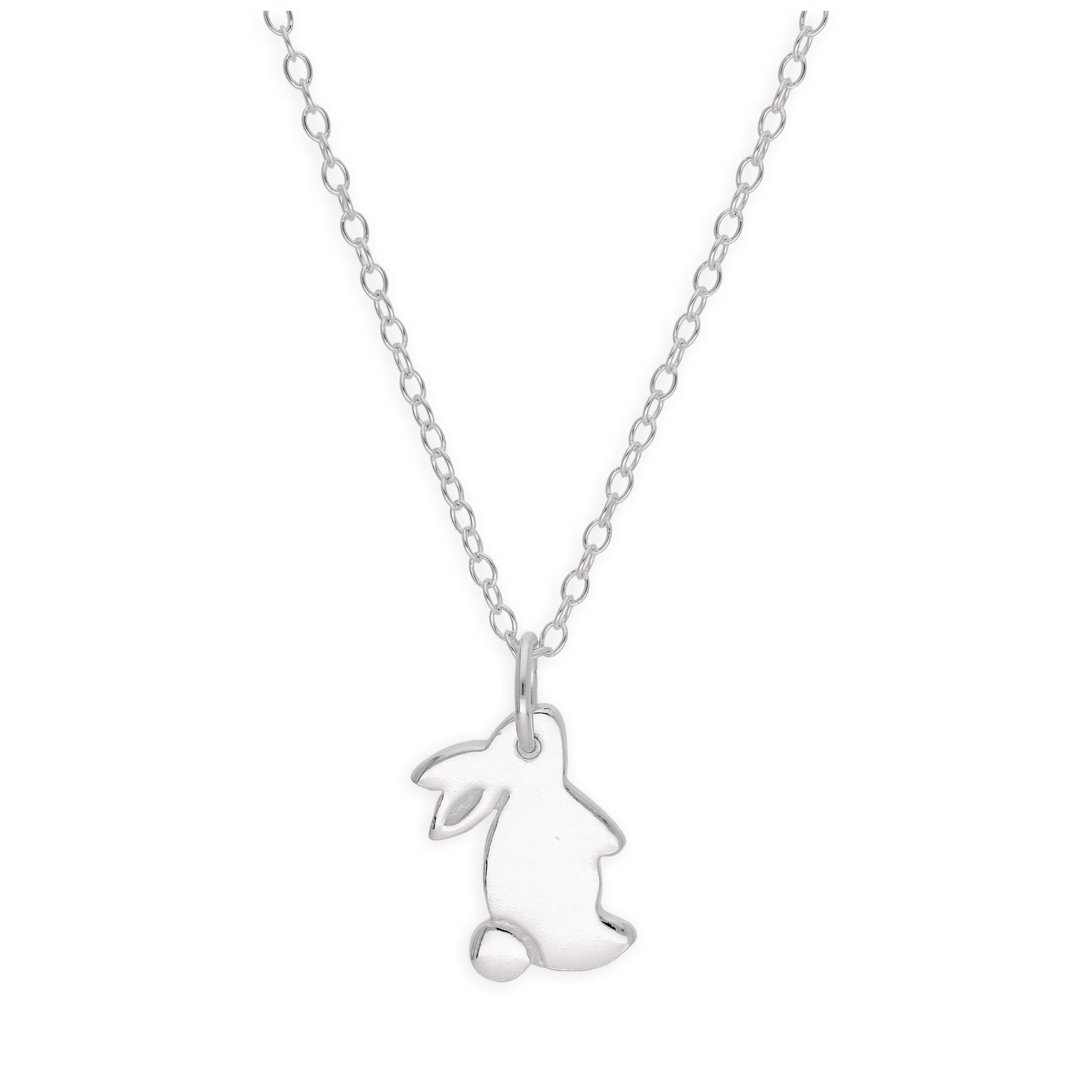 Halskette aus Sterlingsilber mit flachem Kaninchen, 14-22 Zoll