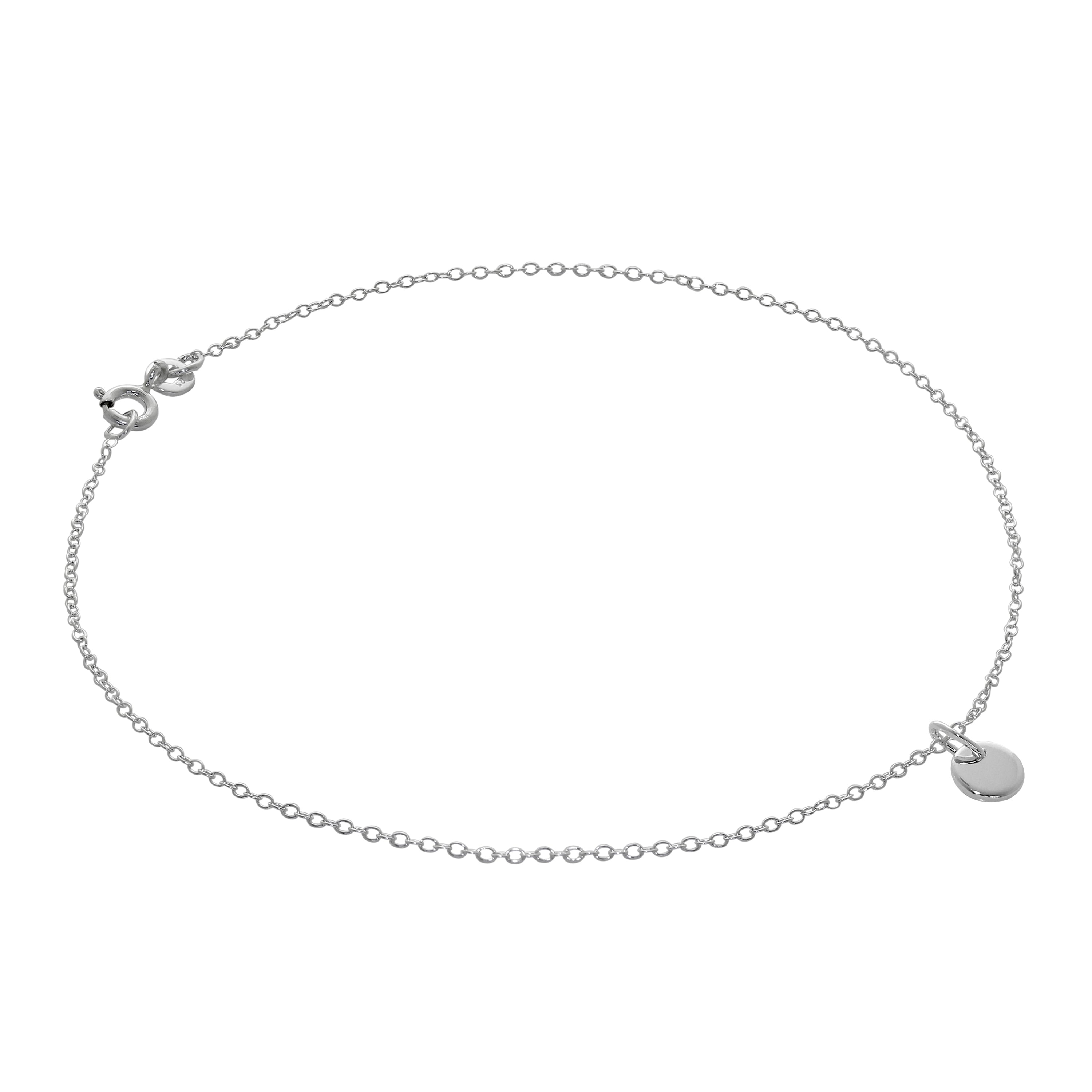 Sterlingsilber Mini Rund Schild Belcher Fußkette - 25,5 cm
