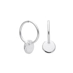 Sterlingsilber Runde Scheibe Charm Hoop Ohrringe 10 - 22 mm