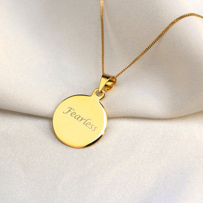 Vergoldete Halskette aus Sterlingsilber mit runder Gravur, 14-32 Zoll