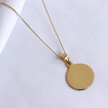 Vergoldete Halskette aus Sterlingsilber mit runder Gravur, 14-32 Zoll