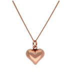 Roségoldplattierte Sterlingsilberkette mit aufgeblasenem Herz 14 - 32 Zoll