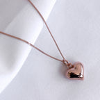 Roségoldplattierte Sterlingsilberkette mit aufgeblasenem Herz 14 - 32 Zoll